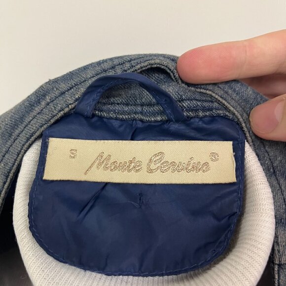 Monte Cervino Denim Lined Zip up Down Jacket. Blue EUC S - Picture 8 of 8